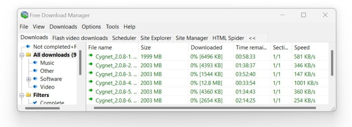Cygnet Downloading Screenshot